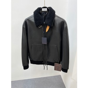 루이비통 소가죽 양모 양모깃 자켓